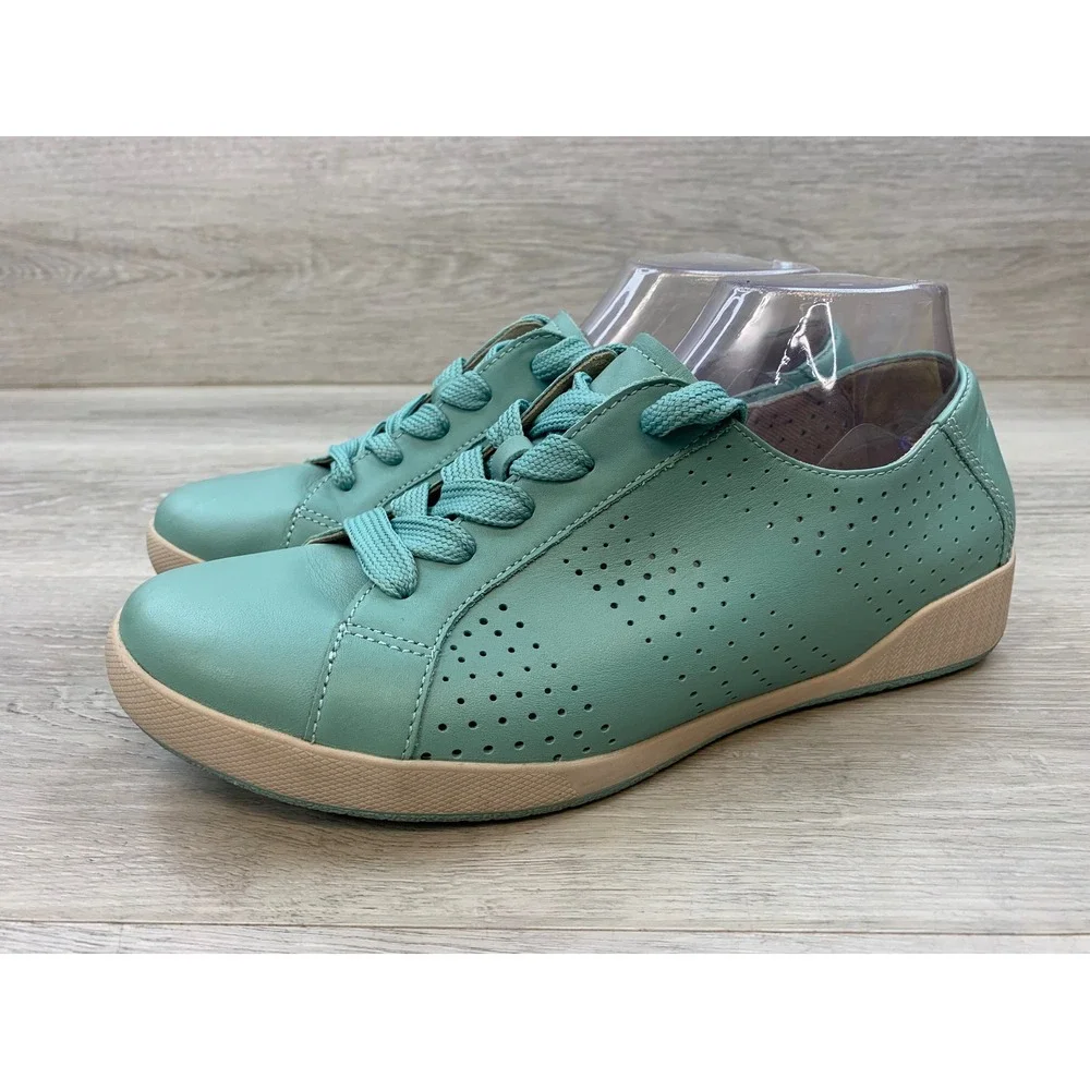 Dansko Women's Honor Teal Blue Perforated Leather Lace Up Sneakers Comfort Shoes